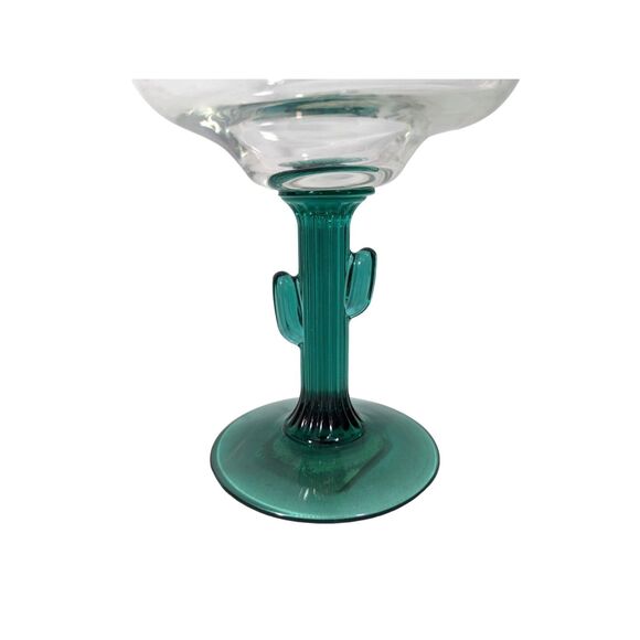 Libbey Cactus Shaped Margarita Wine Glass Drinkware Green Succulent Stem Gift - Picture 2 of 5